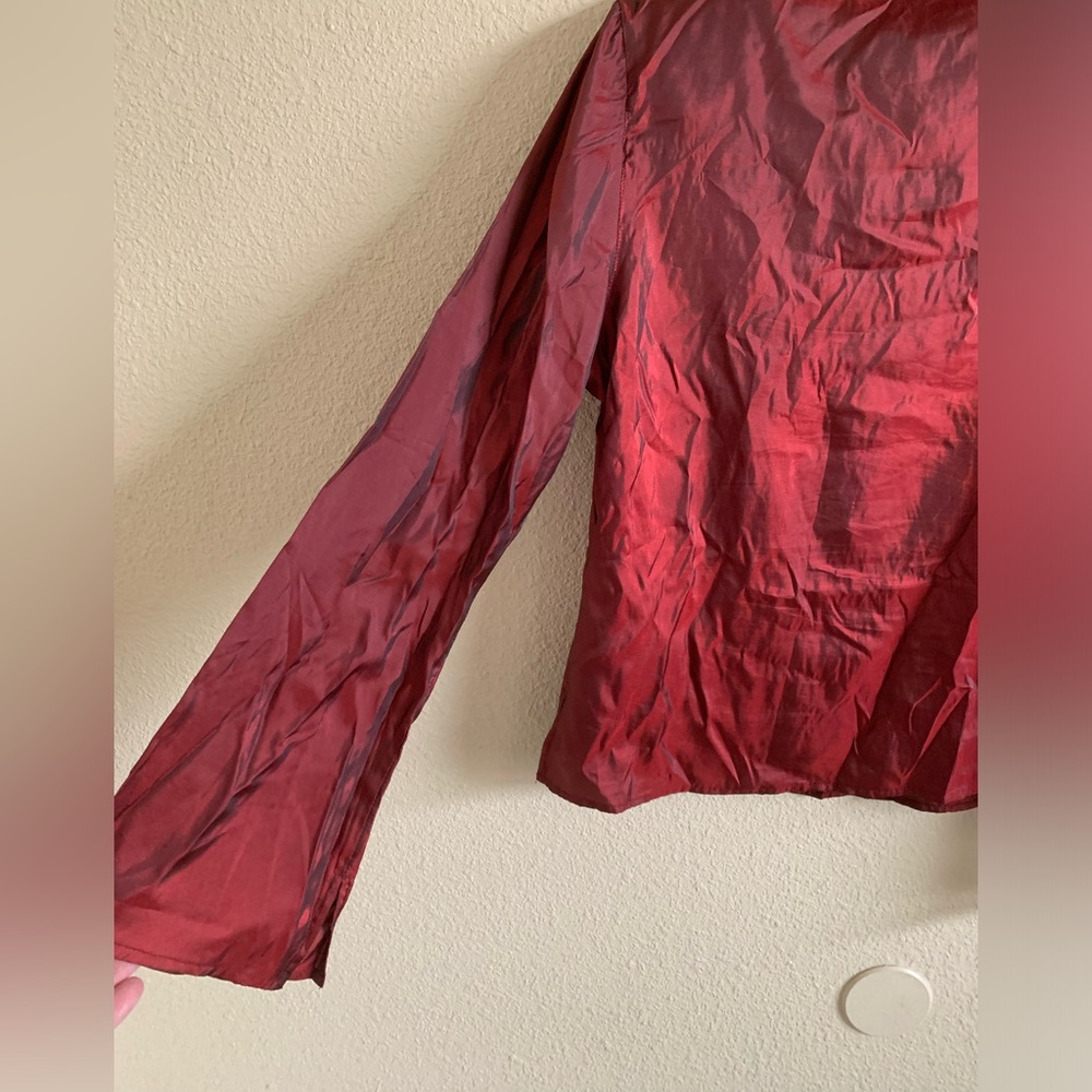 Y2k Bohemian Iridescent Beaded 1/4 Button Down - image 4